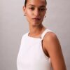 Haut sans manches asymétrique en coton drapé