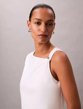 Haut sans manches asymétrique en coton drapé