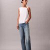 Haut sans manches asymétrique en coton drapé