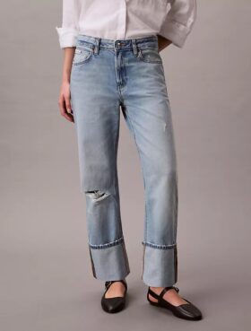 Jeans ample à revers larges