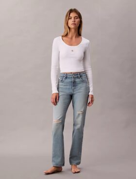 Jeans droit taille haute