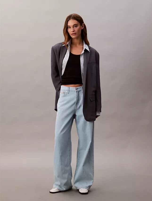 Jeans à jambes larges en mélange de lin Jeans à jambes larges en mélange de lin
