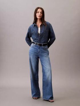 Jeans à jambes larges en mélange de lin Jeans à jambes larges en mélange de lin