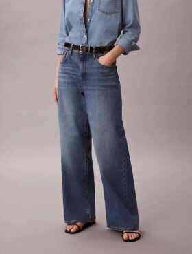 Jeans à jambes larges en mélange de lin Jeans à jambes larges en mélange de lin