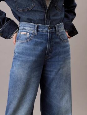 Jeans à jambes larges en mélange de lin Jeans à jambes larges en mélange de lin