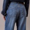 Jeans à jambes larges en mélange de lin