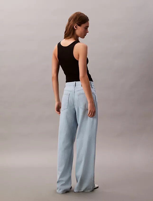 Jeans à jambes larges en mélange de lin Jeans à jambes larges en mélange de lin