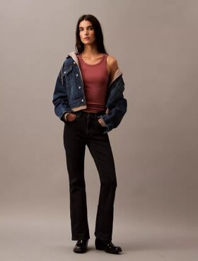 Jeans évasé à taille mi-haute