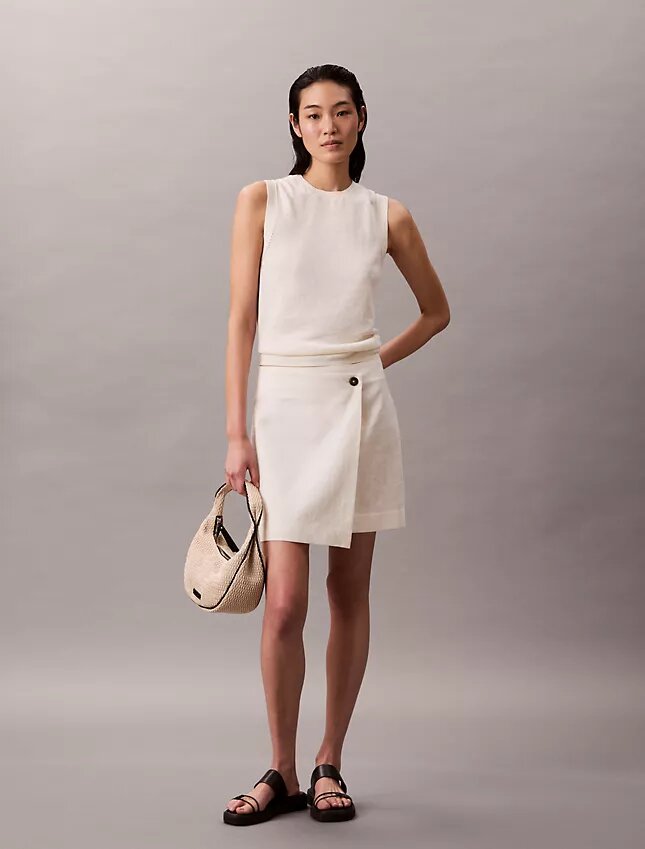 Jupe asymétrique en mélange lin-coton Jupe asymétrique en mélange lin-coton