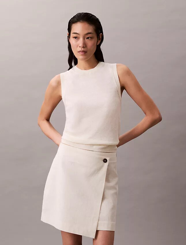 Jupe asymétrique en mélange lin-coton Jupe asymétrique en mélange lin-coton