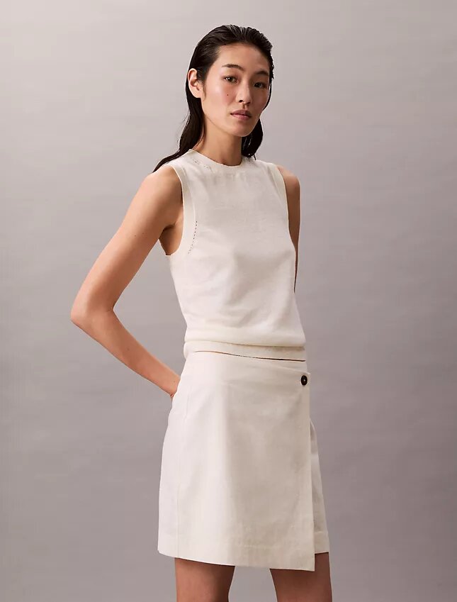 Jupe asymétrique en mélange lin-coton Jupe asymétrique en mélange lin-coton