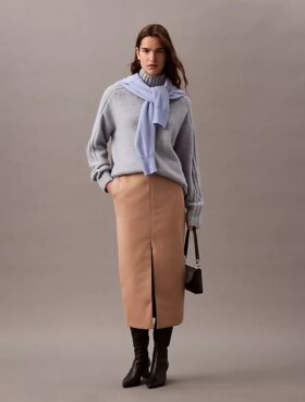Jupe crayon midi en crêpe