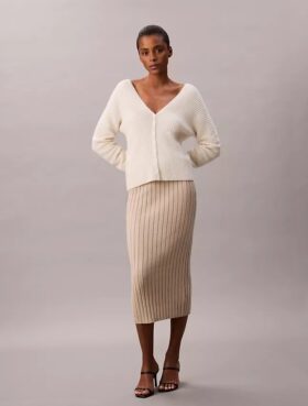 Jupe midi en coton côtelé