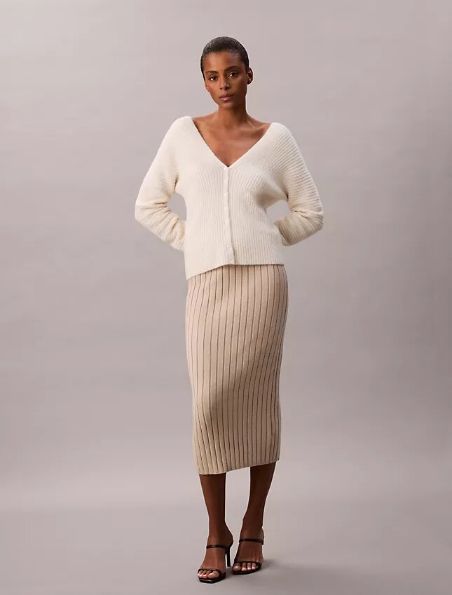 Jupe midi en coton côtelé Jupe midi en coton côtelé