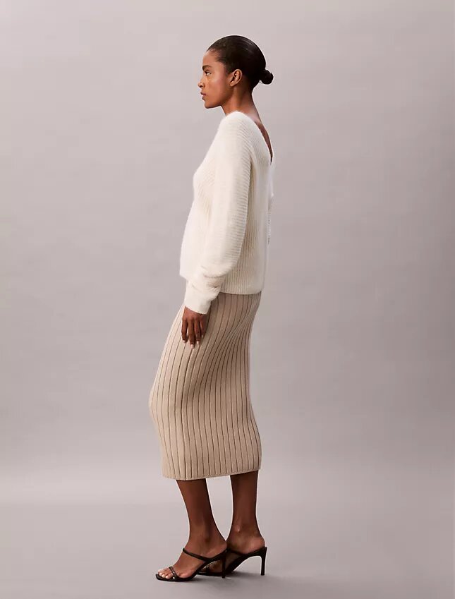 Jupe midi en coton côtelé Jupe midi en coton côtelé