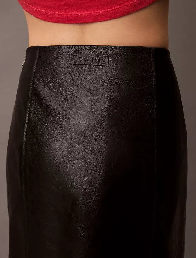 Jupe midi en cuir d’agneau Jupe midi en cuir d’agneau