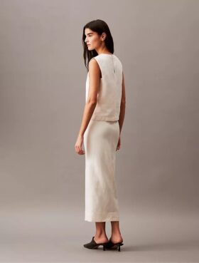 Jupe midi en mélange de lin