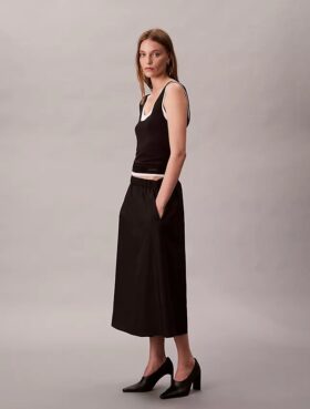 Jupe midi en nylon à enfiler