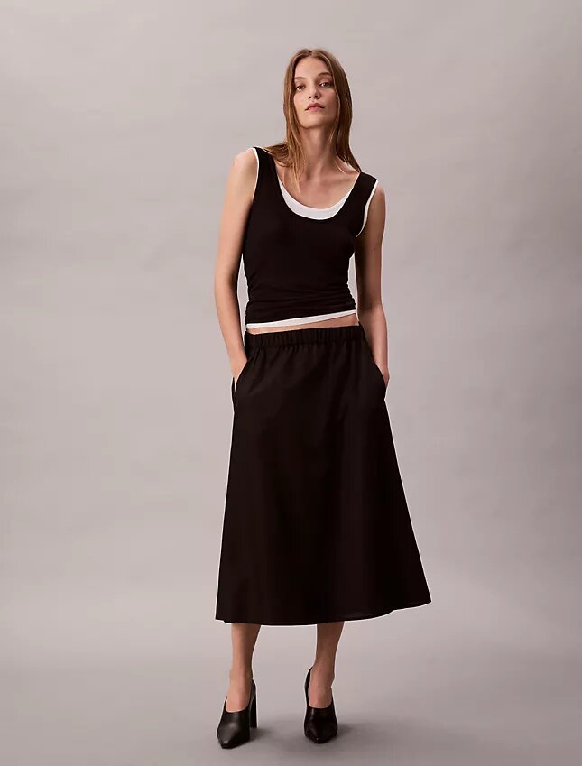 Jupe midi en nylon à enfiler Jupe midi en nylon à enfiler