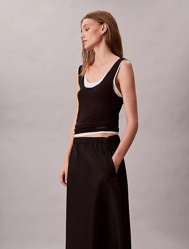 Jupe midi en nylon à enfiler Jupe midi en nylon à enfiler