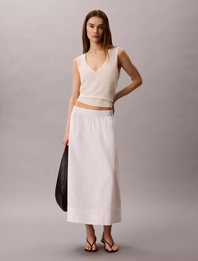 Jupe midi en popeline de coton Jupe midi en popeline de coton