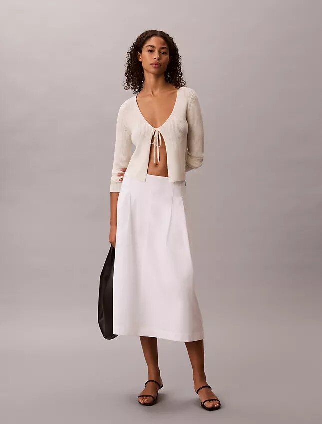 Jupe midi en popeline de coton Jupe midi en popeline de coton