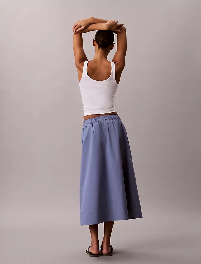 Jupe midi en popeline de coton Jupe midi en popeline de coton