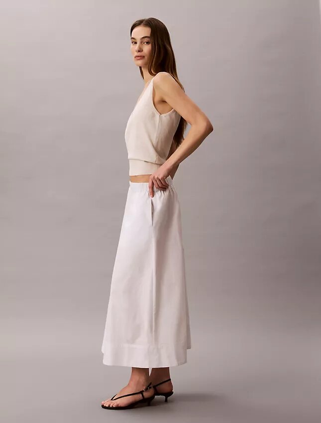 Jupe midi en popeline de coton Jupe midi en popeline de coton
