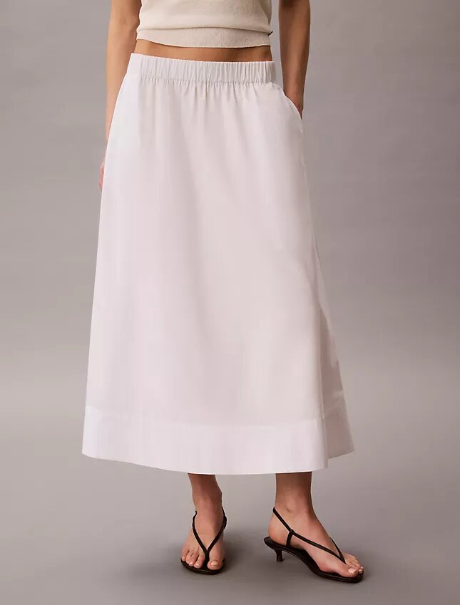 Jupe midi en popeline de coton Jupe midi en popeline de coton