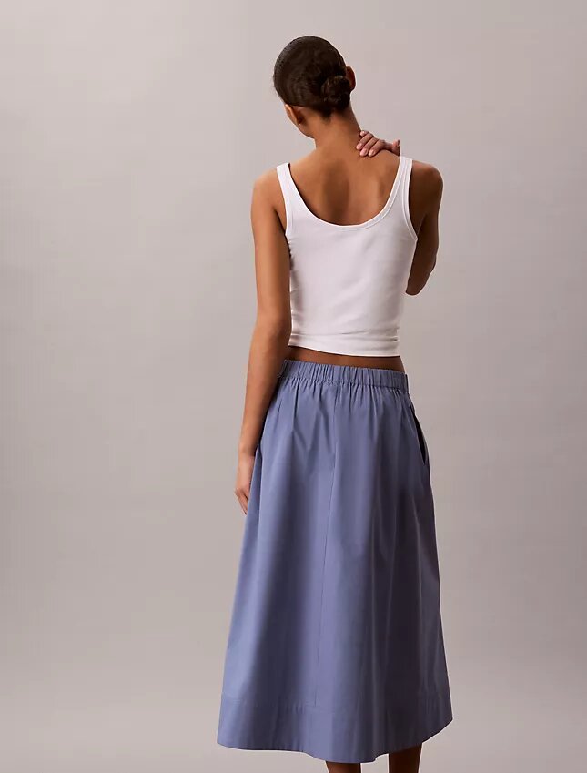 Jupe midi en popeline de coton Jupe midi en popeline de coton