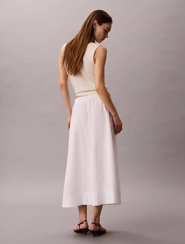 Jupe midi en popeline de coton Jupe midi en popeline de coton
