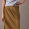 Jupe midi en satin extensible Jupe midi en satin extensible