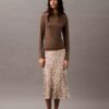 Jupe midi en satin froissé imprimé Jupe midi en satin froissé imprimé