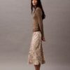 Jupe midi en satin froissé imprimé Jupe midi en satin froissé imprimé