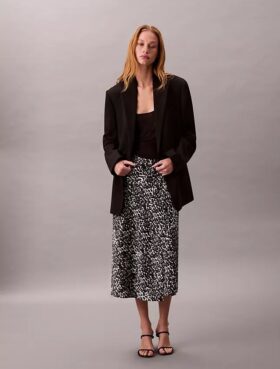 Jupe midi en satin imprimé