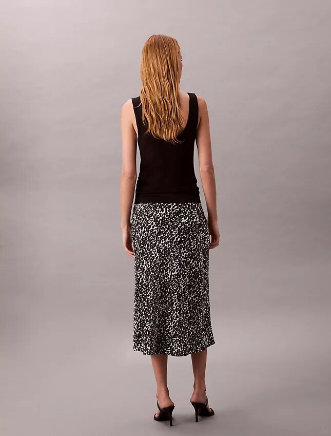 Jupe midi en satin imprimé Jupe midi en satin imprimé