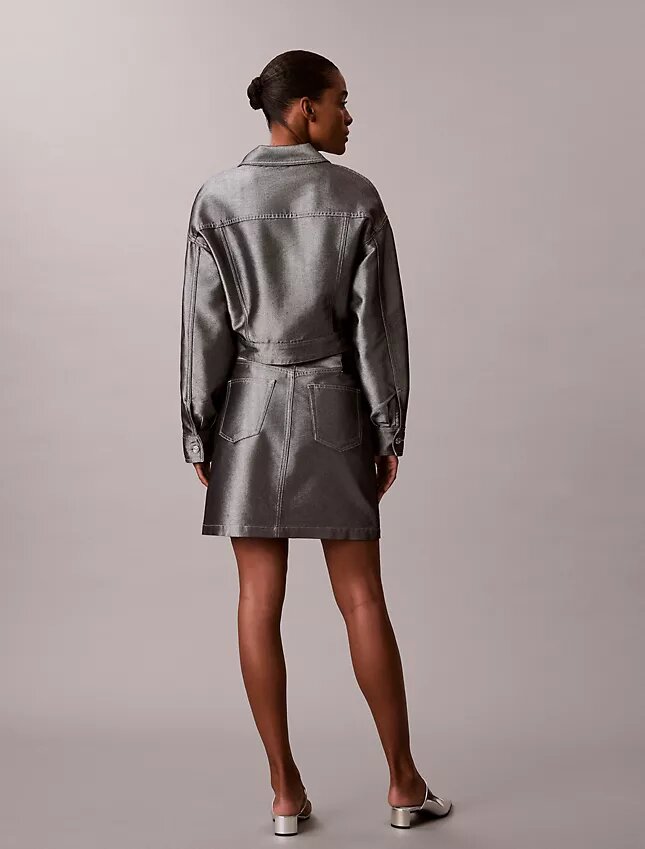 Jupe trapèze en Denim brillant Jupe trapèze en Denim brillant