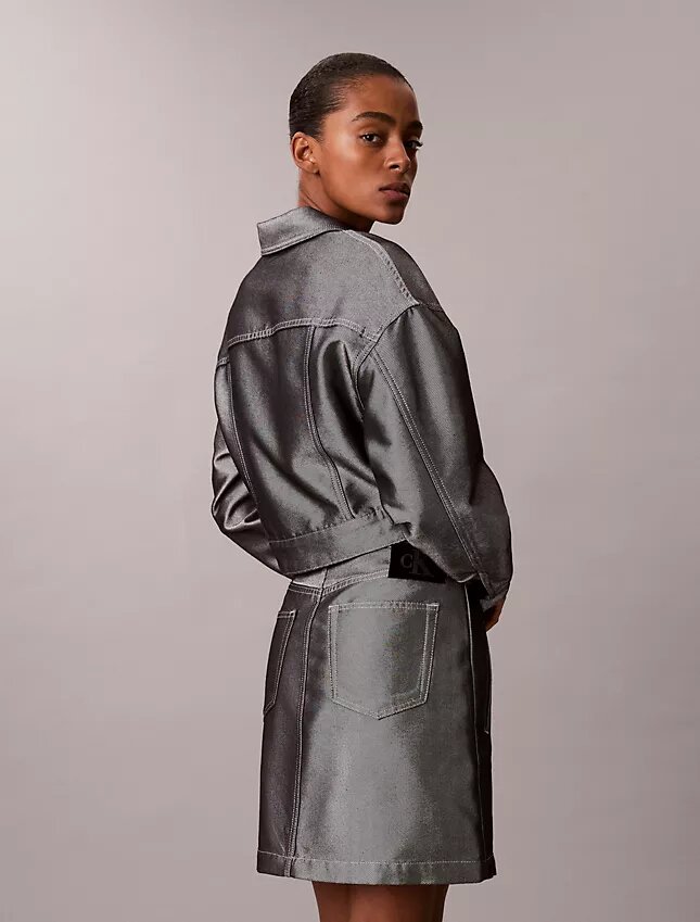 Jupe trapèze en Denim brillant Jupe trapèze en Denim brillant