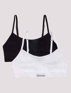 Lot de 2 Bralettes courtes à côtes et logo