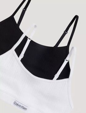 Lot de 2 Bralettes courtes à côtes et logo