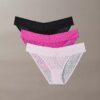 Lot de 3 bikinis taille basse en dentelle avec logo Icon