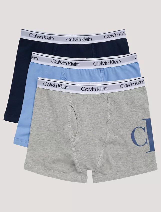 Lot de 3 Boxers en Cotton Stretch monogrammés pour garçons Lot de 3 Boxers en Cotton Stretch monogrammés pour garçons