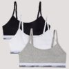 Lot de 3 bralettes courtes en Cotton Stretch pour filles, Unlined Lot de 3 bralettes courtes en Cotton Stretch pour filles, Unlined