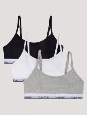 Lot de 3 bralettes courtes en Cotton Stretch pour filles, Unlined