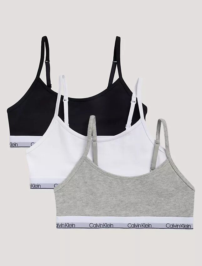 Lot de 3 bralettes courtes en Cotton Stretch pour filles, Unlined Lot de 3 bralettes courtes en Cotton Stretch pour filles, Unlined