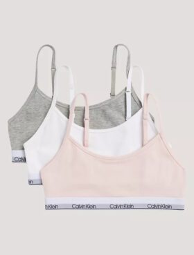 Lot de 3 bralettes courtes en Cotton Stretch pour filles, Unlined