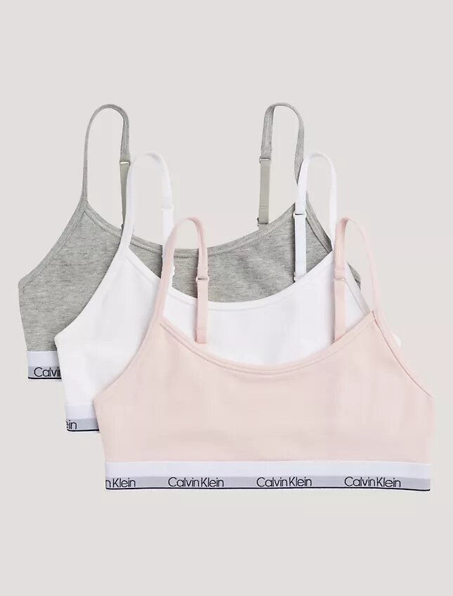 Lot de 3 bralettes courtes en Cotton Stretch pour filles, Unlined Lot de 3 bralettes courtes en Cotton Stretch pour filles, Unlined