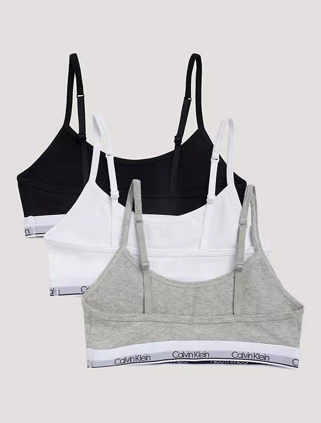 Lot de 3 bralettes courtes en Cotton Stretch pour filles, Unlined Lot de 3 bralettes courtes en Cotton Stretch pour filles, Unlined