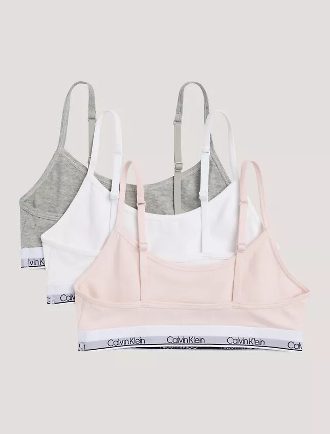 Lot de 3 bralettes courtes en Cotton Stretch pour filles, Unlined Lot de 3 bralettes courtes en Cotton Stretch pour filles, Unlined