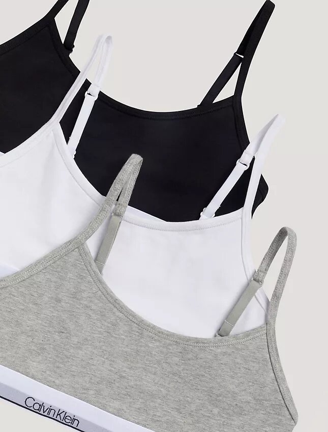 Lot de 3 bralettes courtes en Cotton Stretch pour filles, Unlined Lot de 3 bralettes courtes en Cotton Stretch pour filles, Unlined